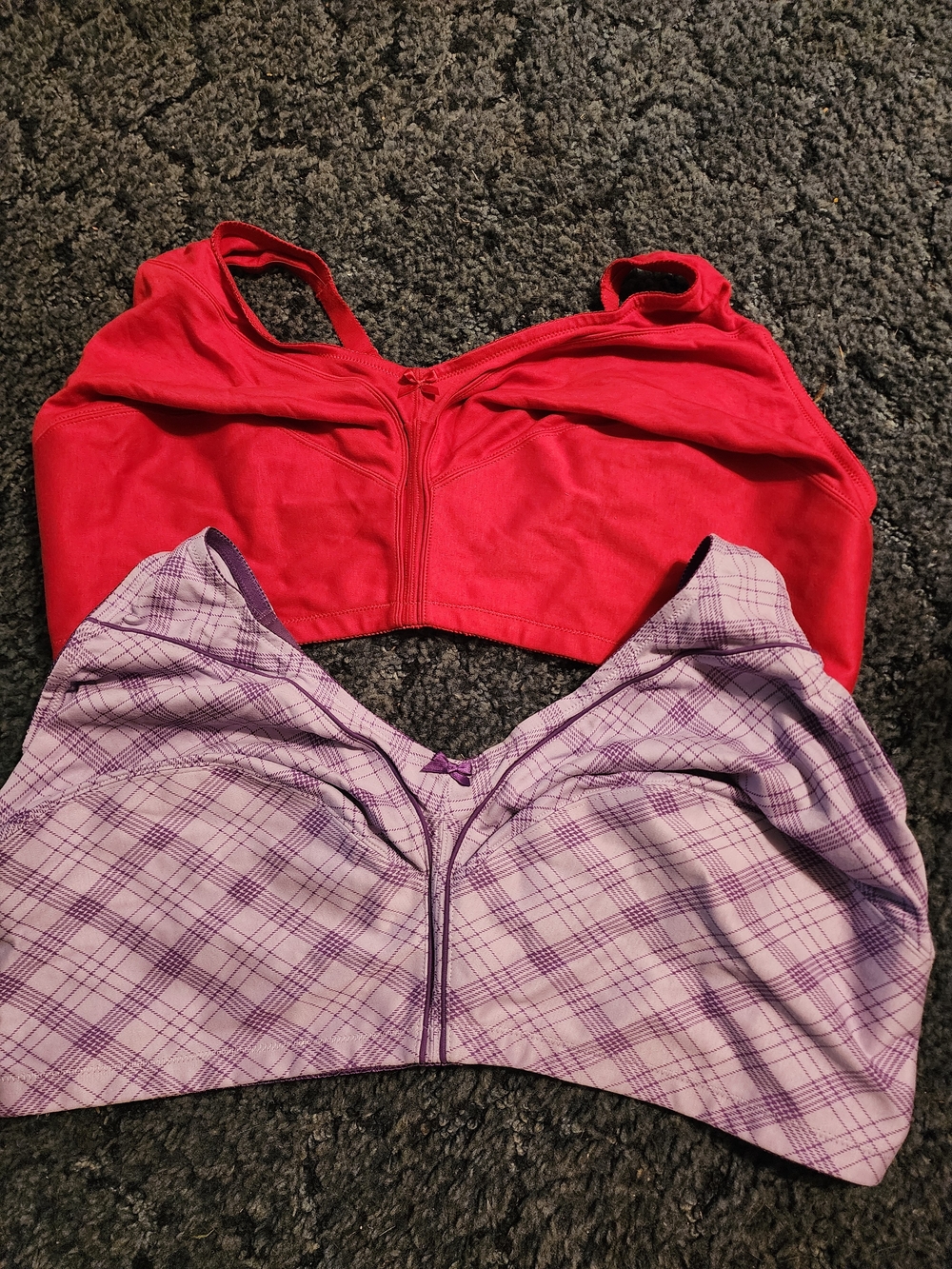 Wireless Pullover Bras Duo in Red and Lavender Plaid